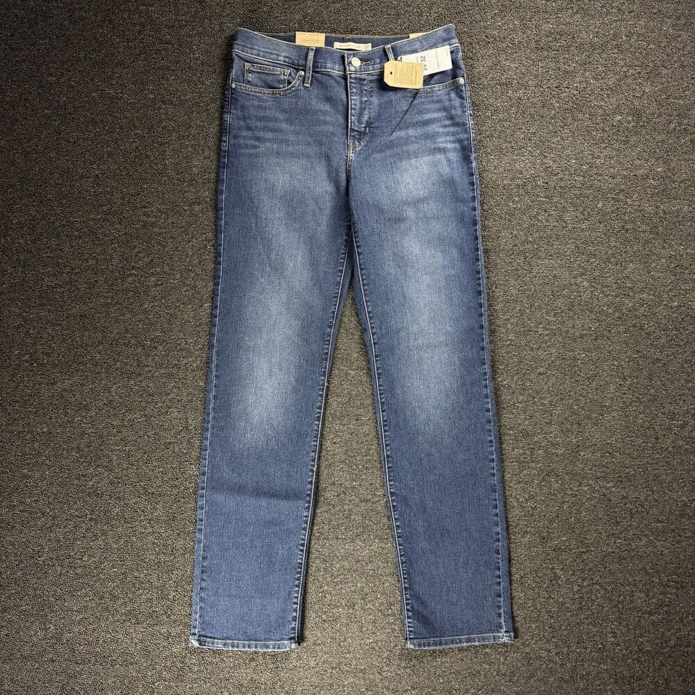 Levi's Women's 314 Shaping Straight Mid-Rise Stretch Denim Jean 29x32 Dark Wash - Picture 2 of 16